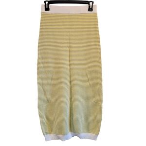 Florencia Green White Striped Crochet Midi Skirt